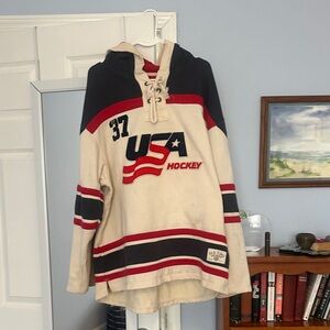 Old Time USA Hockey Jersey - Cream and Red